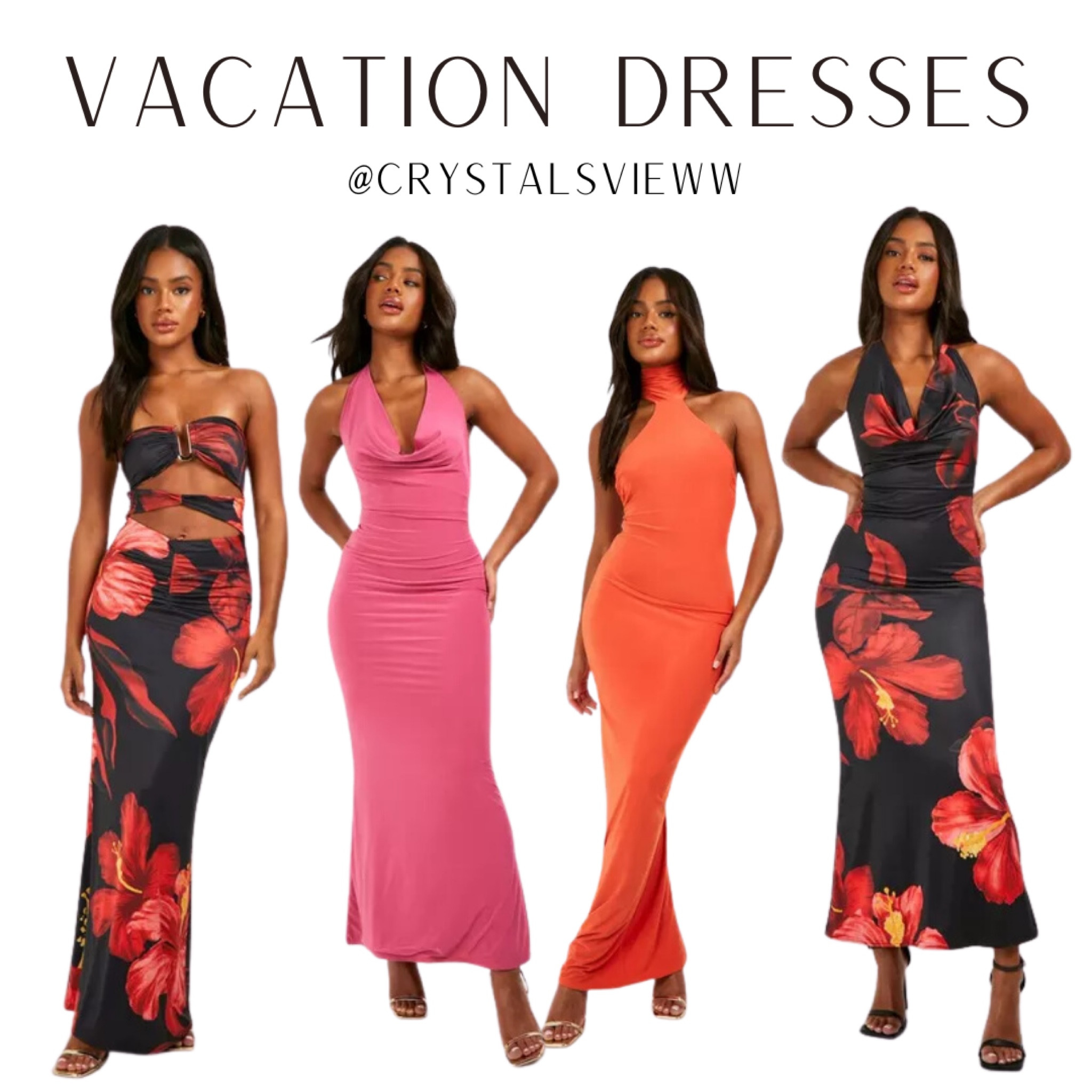 Vacation dresses 

Red dress, orange dress, pink dress, boohoo dresses 

#LTKstyletip #LTKSeasonal #LTKtravel