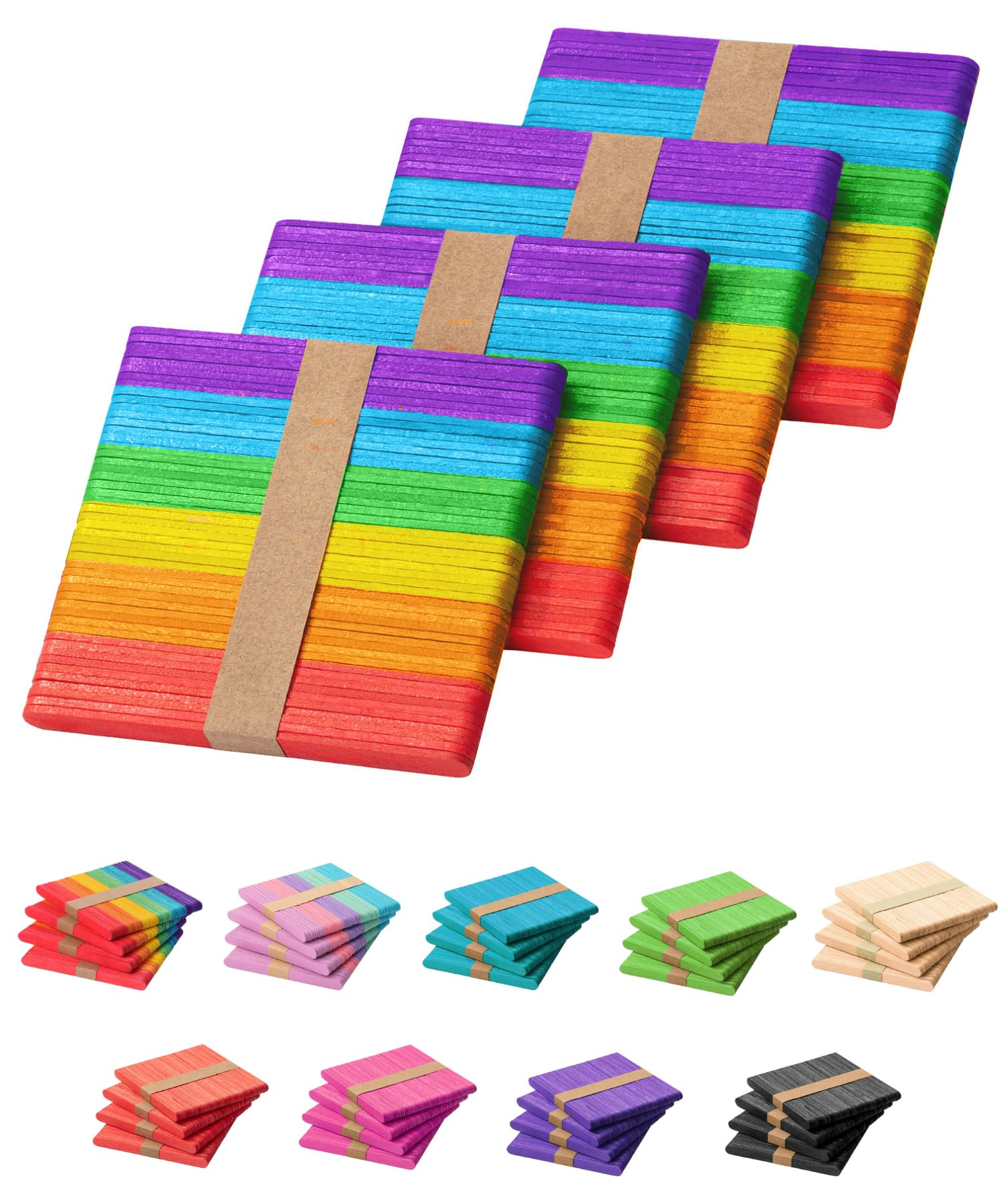 Mr. Pen- Colored Popsicle Sticks, Wooden Rainbow Colored Popsicle Sticks for Crafts, 200 Pack, 4.5 Inch | Amazon (US)