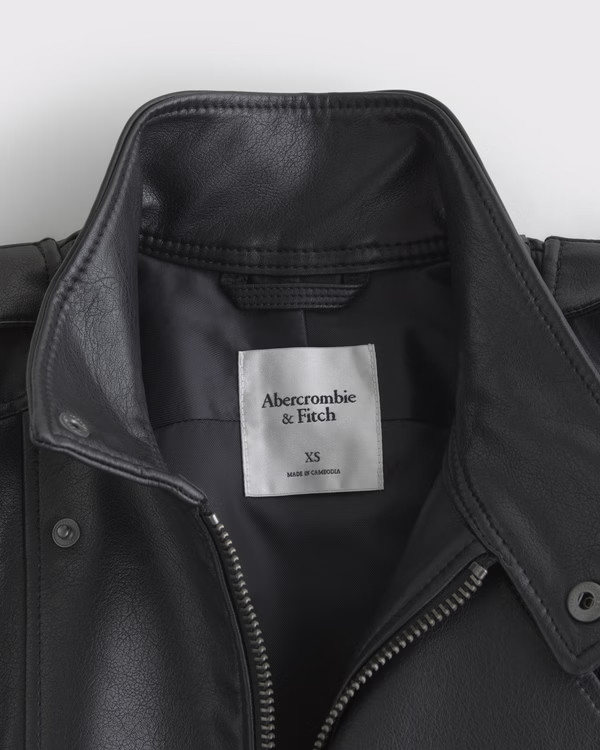 Relaxed Mockneck Vegan Leather Bomber Jacket | Abercrombie & Fitch (US)
