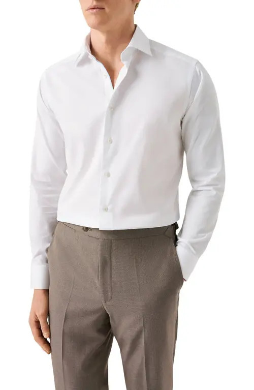 Eton Contemporary Fit Solid Cotton Dress Shirt in White at Nordstrom, Size 18.5 | Nordstrom