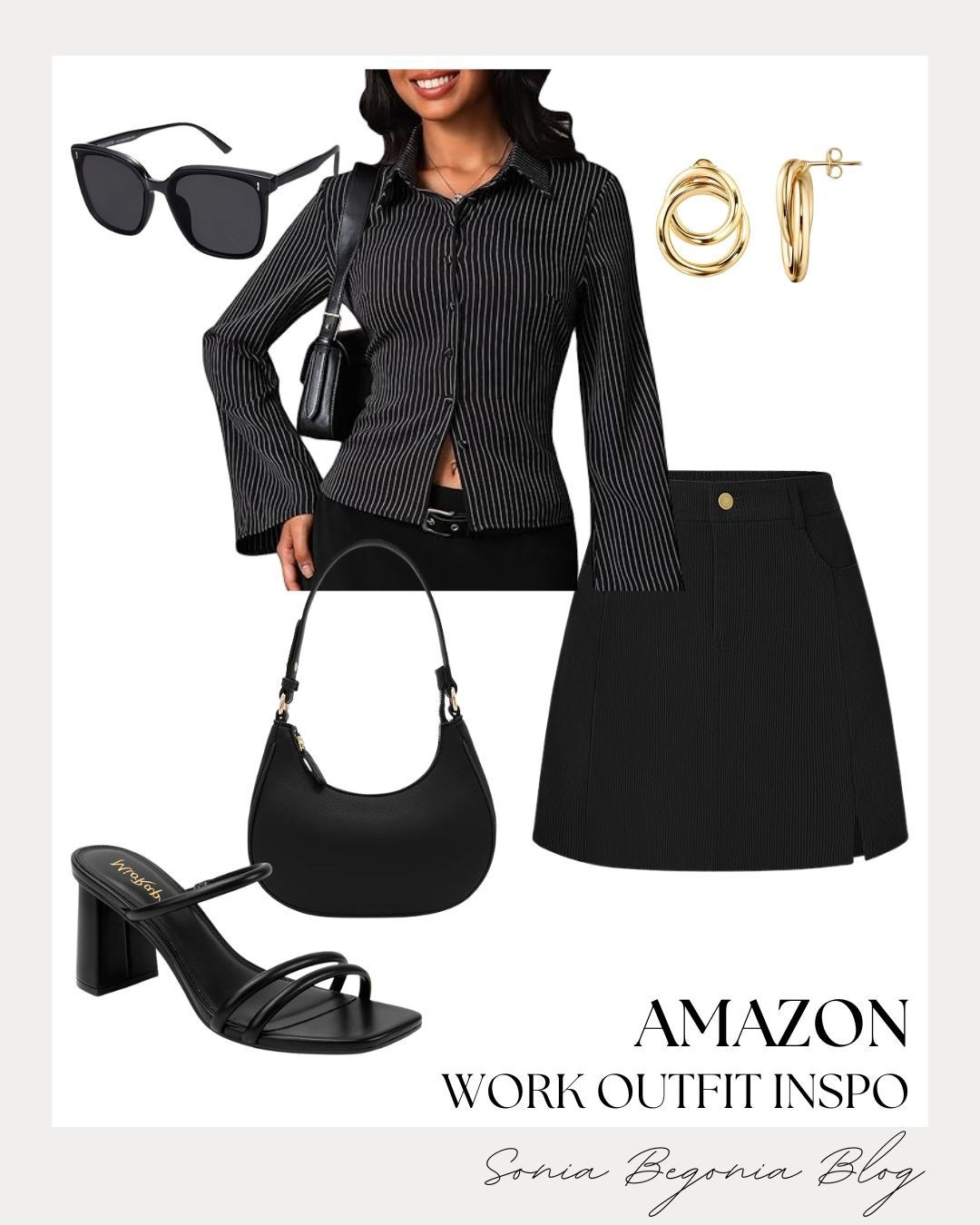 Amazon Office Essentials! 🖤

Elevate your workwear with this sleek, budget-friendly "quiet luxury" look from Amazon—all under $50! ✨

I am obsessed with this monochromatic vibe for a polished professional day. The hero piece is the black and white pinstriped button-down with trendy flared sleeves. I love pairing it with a structured black A-line mini skirt for a modern silhouette. Finish the look with strappy black heeled sandals, a chic crescent shoulder bag, and gold interlocking hoop earrings for a sophisticated finish!

#AmazonFashion
#WorkOutfit
#OfficeStyle
#AmazonFinds
#QuietLuxury
#ProfessionalStyle
#PinstripeShirt
#MiniSkirt
#WorkWearInspo
#BudgetFriendly
#AffordableFashion
#ChicWorkwear
#LTKWorkwear
#StyleOnABudget
#AmazonUnder50

#LTKootd #LTKWorkwear #LTKSeasonal