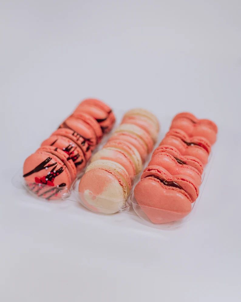 Valentine's Day Strawberry Set French Macarons - Standard Packaging - 6, 12 or 24  - Pink Macaron... | Etsy (US)