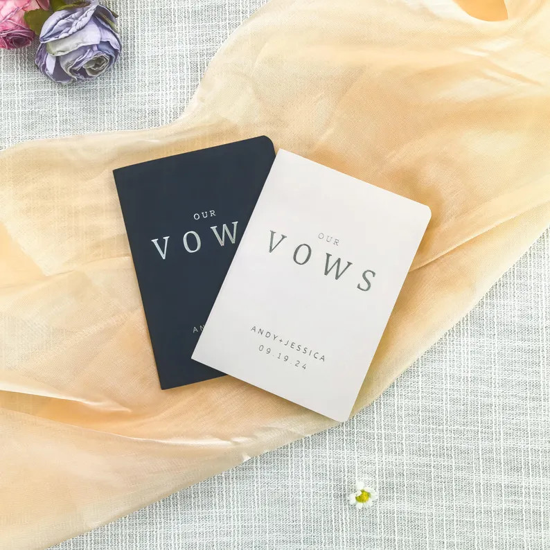 Personalized Wedding Vow Books, Set of Two, Raised Foil | Etsy (Global)