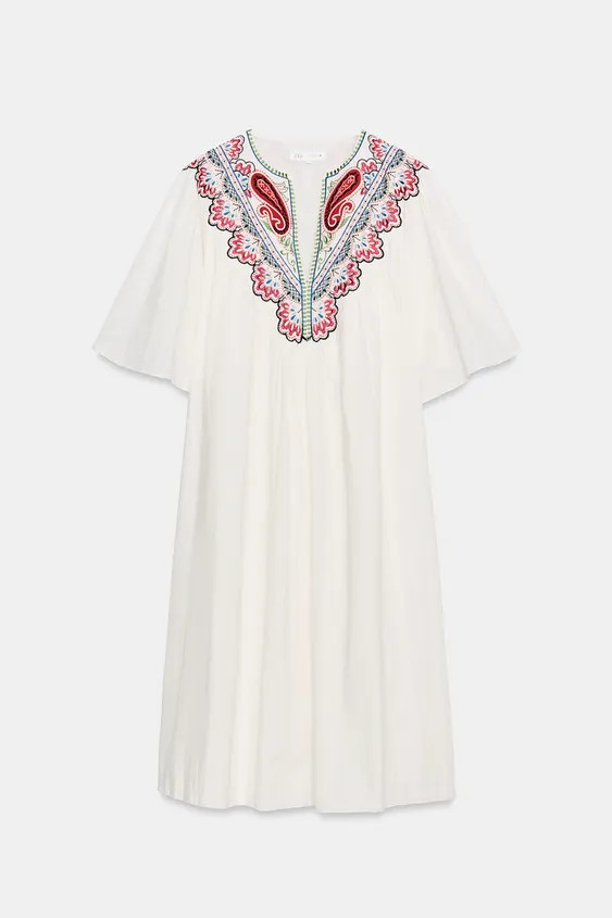 ZW COLLECTION EMBROIDERED MIDI DRESS | Zara UK