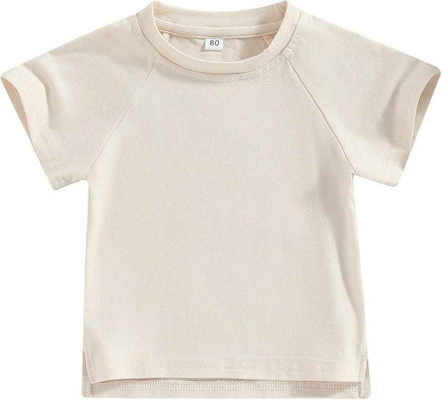 AEEMCEM Unisex Toddler Baby Boy Girl Basic Solid Cotton Short Sleeve T-Shirt Crewneck Tee Shirts ... | Amazon (US)