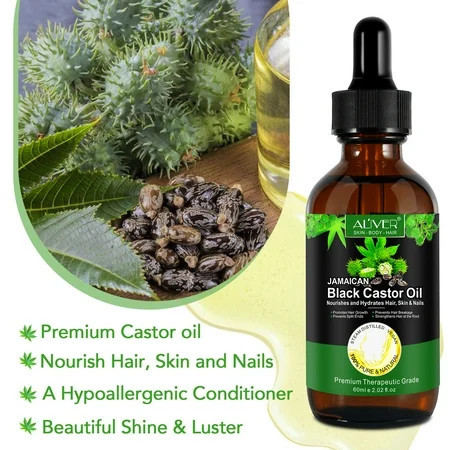 Aliver Jamaican Black Castor Oil - Cold pressed Natural Massage Oil - Nourishes and Hydrates Hair Scalp Skin & Nails 2.02 oz | Walmart (US)