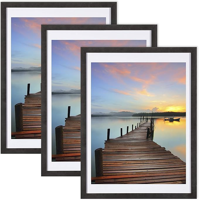 Sindcom 12x16 Picture Frame 3 Pack, with Detachable Mat for 11x14 Pictures, Wall Mounting Charcoa... | Amazon (US)