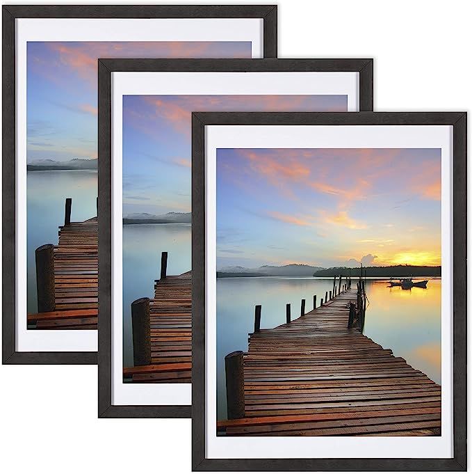 Sindcom 12x16 Picture Frame 3 Pack, with Detachable Mat for 11x14 Pictures, Wall Mounting Charcoa... | Amazon (US)