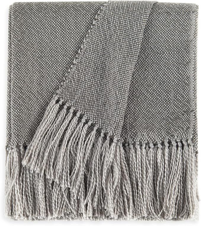CozeCube Grey Throw Blanket for Couch, Boho Throw Blanket with Fringe Tassel, Lightweight Fall Th... | Amazon (US)