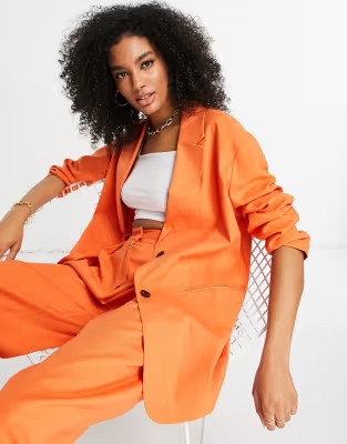 Topshop relaxed blazer in orange | ASOS (Global)