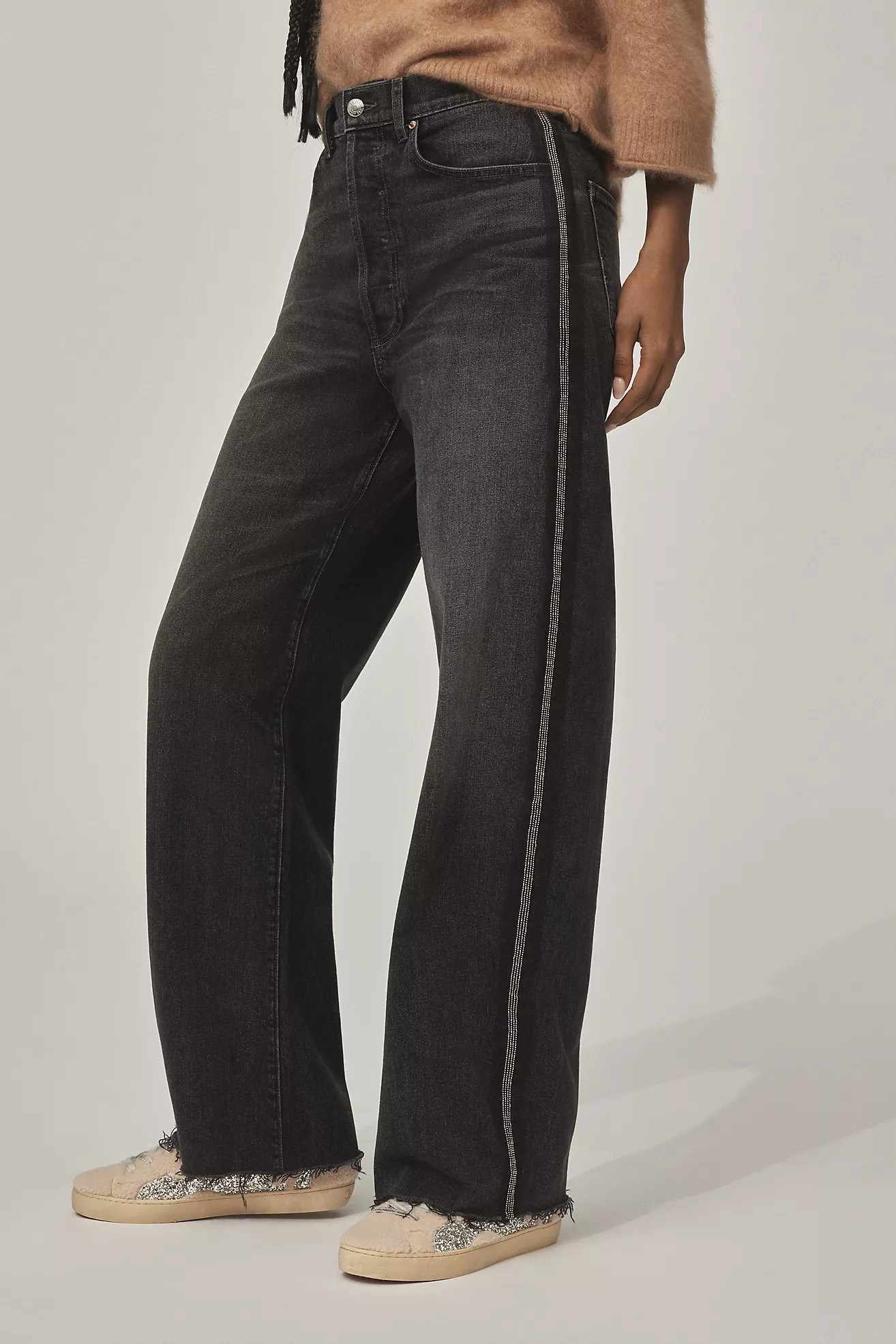 Le Jean Nomad Beaded Tux High-Rise Wide-Leg Jeans | Anthropologie (US)