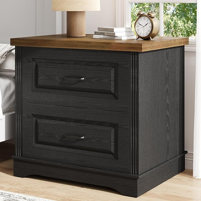 Catrimown 24" Wide Farmhouse Nightstand, Large End Table with 2 Drawers, Side Table Chest of Draw... | Amazon (US)