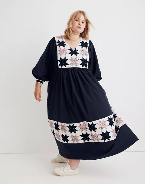 Plus Quilted Patchwork Midi Dress | Madewell
