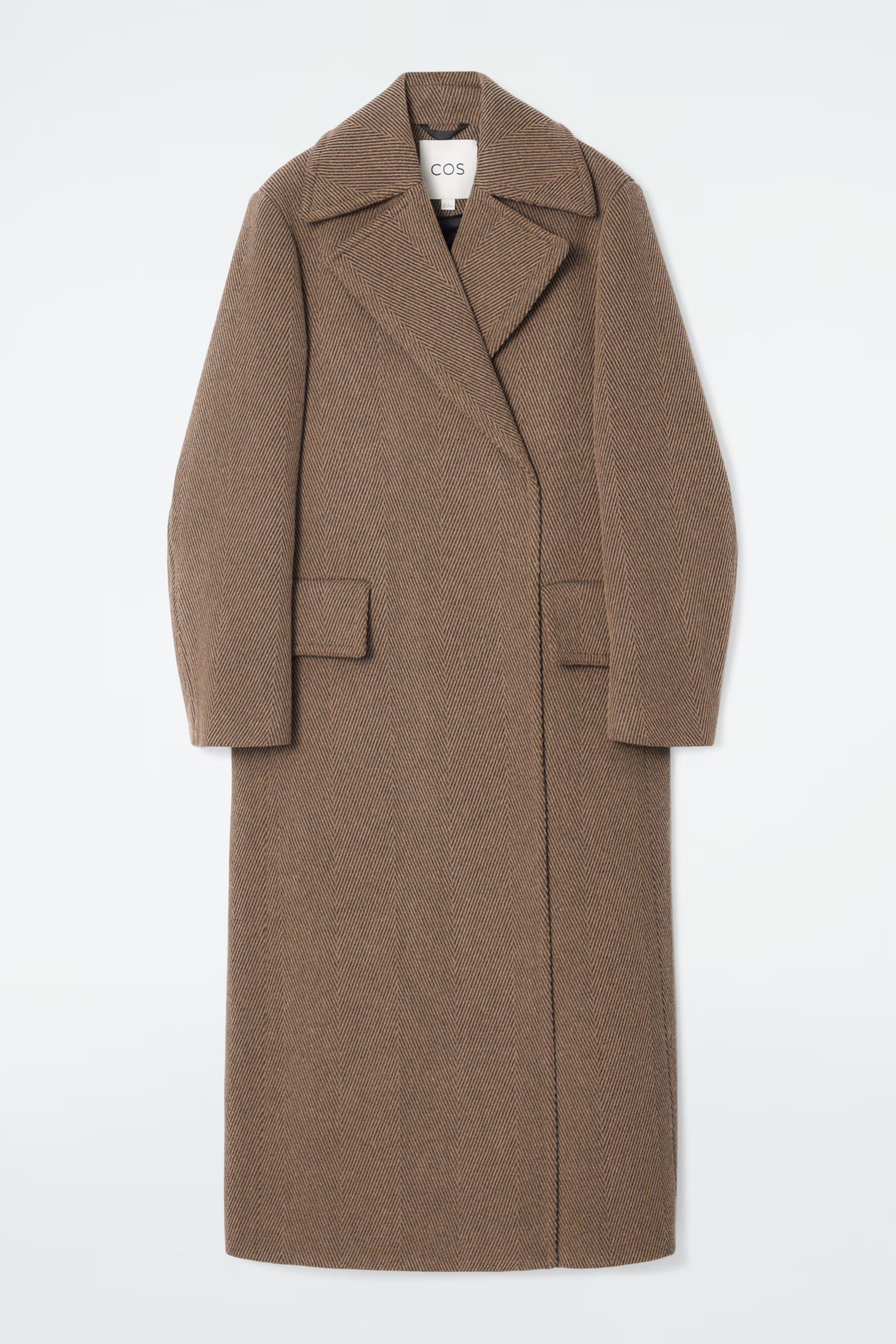 TAILORED HERRINGBONE WOOL COAT - BROWN | COS (EU)