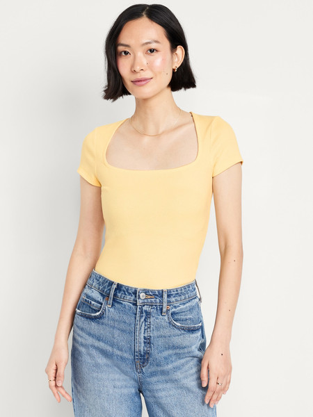 Ribbed Square-Neck T-Shirt | Old Navy (US)