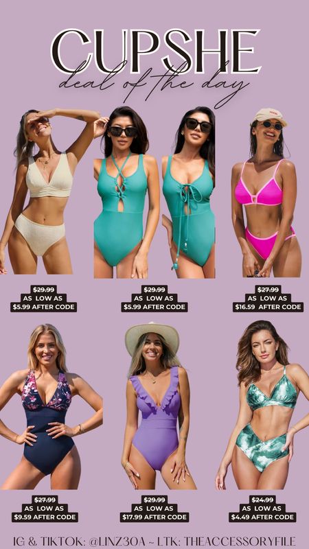 Major CUPSHE sale!

Codes:
• J2 for $3 off any purchase 

• AFJ4TH24 - 20% off when you buy 2 items (exp 7/5)

Swimwear, bathing suit, one piece bathing suit, two piece bathing suit, bikini, beach attire, summer fashion, summer outfit 

#LTKSwim #LTKSummerSales #LTKSaleAlert