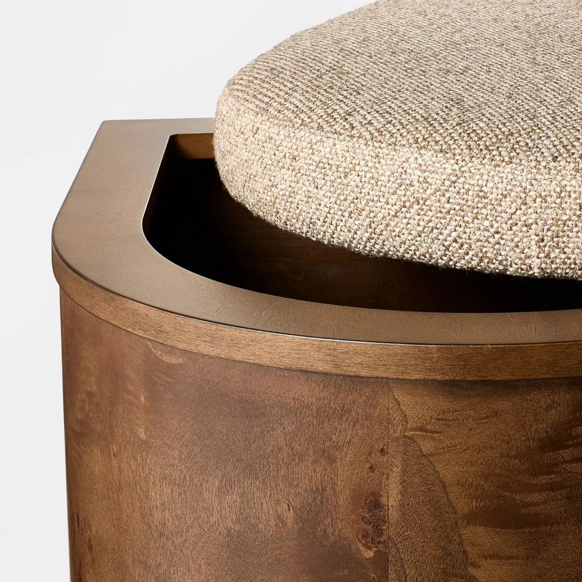 Burled Wood Upholstered Storage Ottoman Dark Brown - Threshold\u2122 designed with Studio McGee | Target