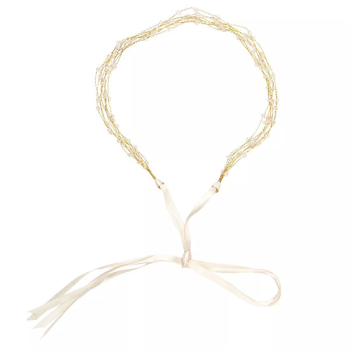 LC Lauren Conrad Multistrand Clear Bead Crown and White Tie | Kohl's