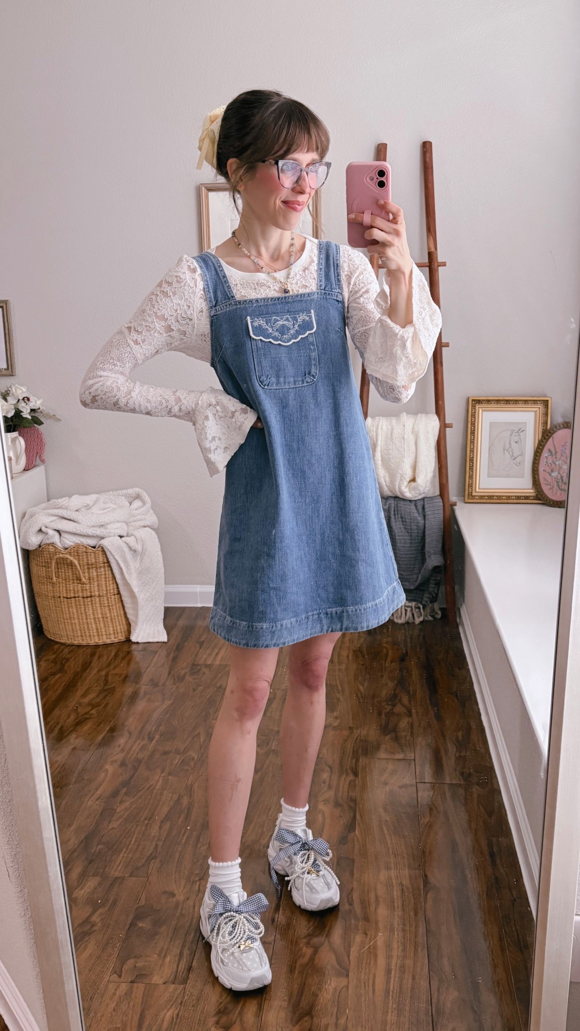 Polka dot new balance outfit, denim dress outfit

#LTKSeasonal #LTKFestival #LTKootd