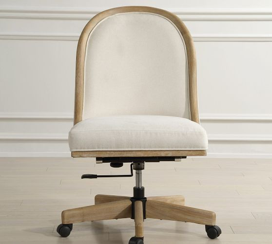Loni Upholstered Swivel Desk Chair | Pottery Barn (US)