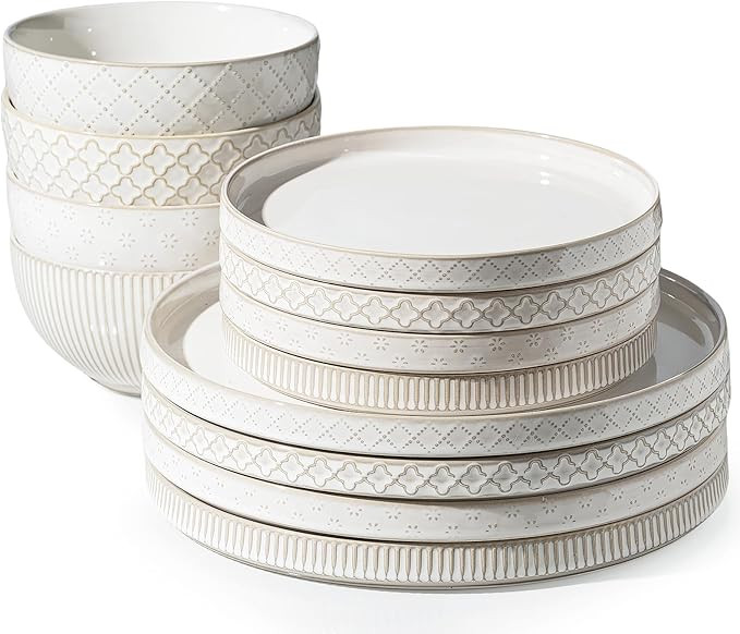 Getstar Dinnerware Sets, Plates and Bowls Sets (10.5” Dish + 8” Dish + 6” Bowl) for 4, Micr... | Amazon (US)