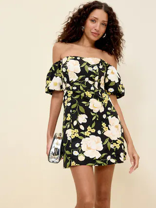 The Occasion by Old Navy Fit & Flare Puff-Sleeve Taffeta Mini Dress | Old Navy (US)