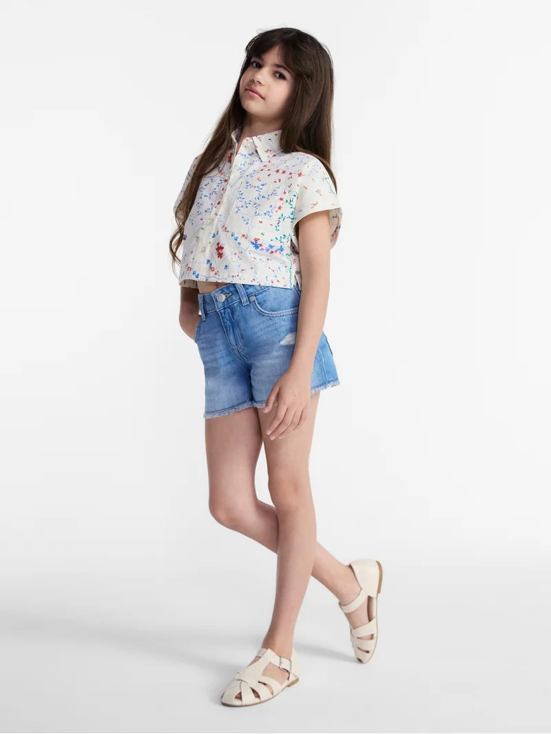 Weekend Academy Girls Denim Cutoff Shorts, Sizes 4-18 | Walmart (US)