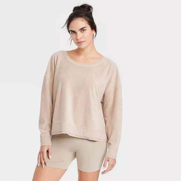 Women's Terry Cloth Open Back Pullover Sweatshirt - JoyLab™ | Target