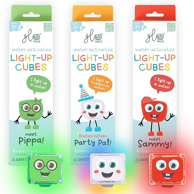 Glo Pals Water-Activated Light-Up Cubes Bundle for Sensory Play – 12 Pack (Holly Jolly) | Amazon (US)