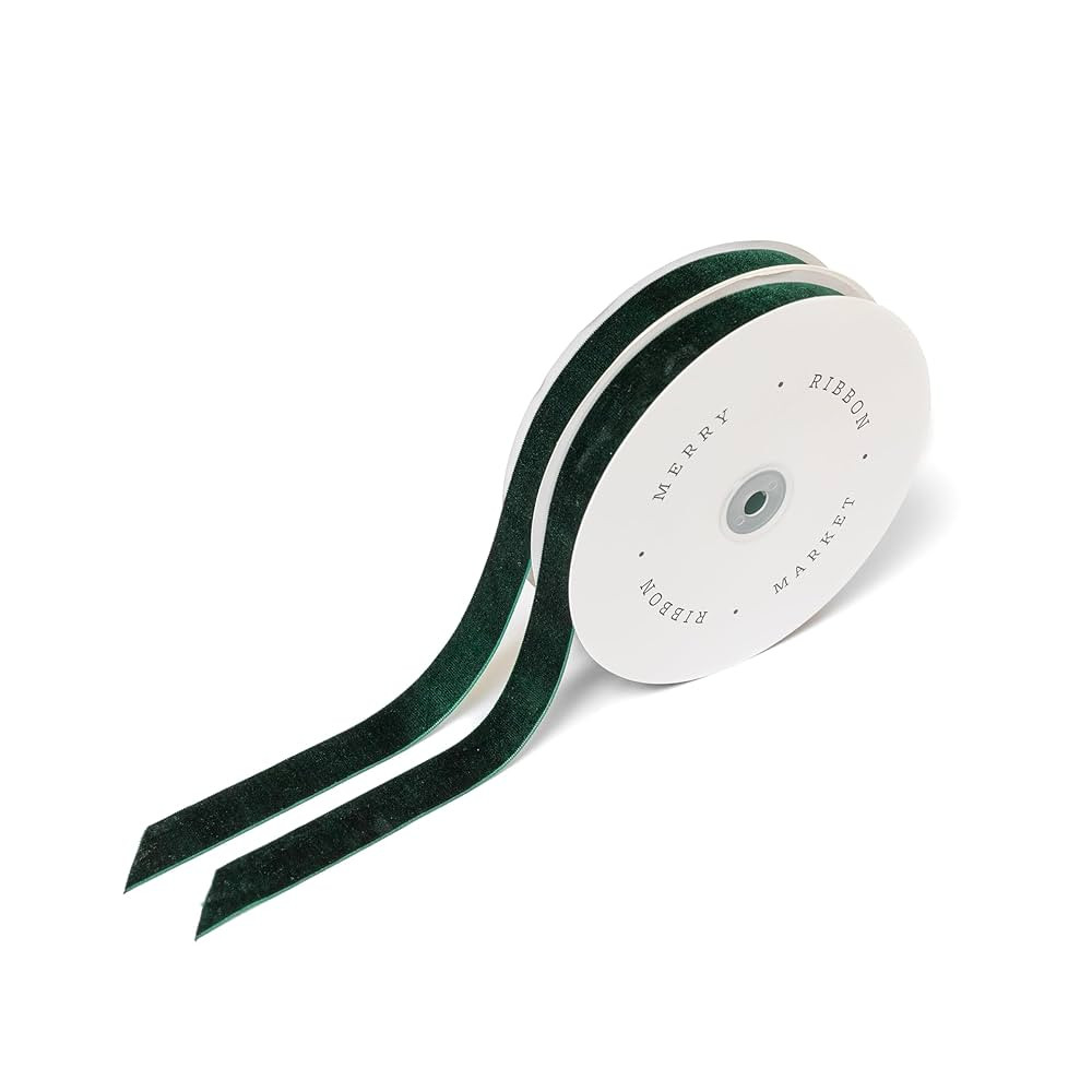 Green Velvet Ribbon for Christmas Holiday Gift Wrapping, 7/8" x 20 Yards, 40 Yards Total (2 Pack) | Amazon (US)