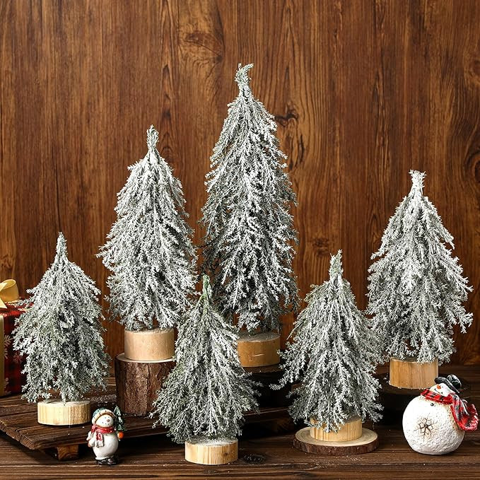 Sosation 6 Pcs Norfolk Pine Tabletop Christmas Tree 6 Size Mini Christmas Tree Small Xmas Trees w... | Amazon (US)