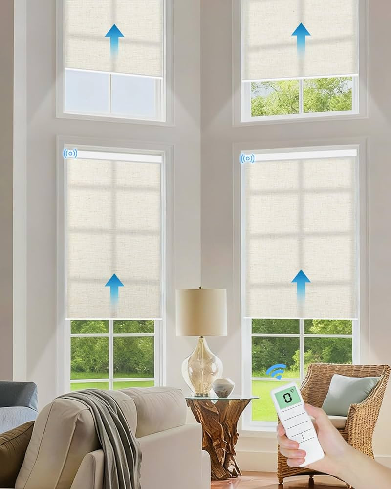 Motorized Light Filtering Roller Shades with Remote Control, Smart Blinds for Windows Compatible ... | Amazon (US)