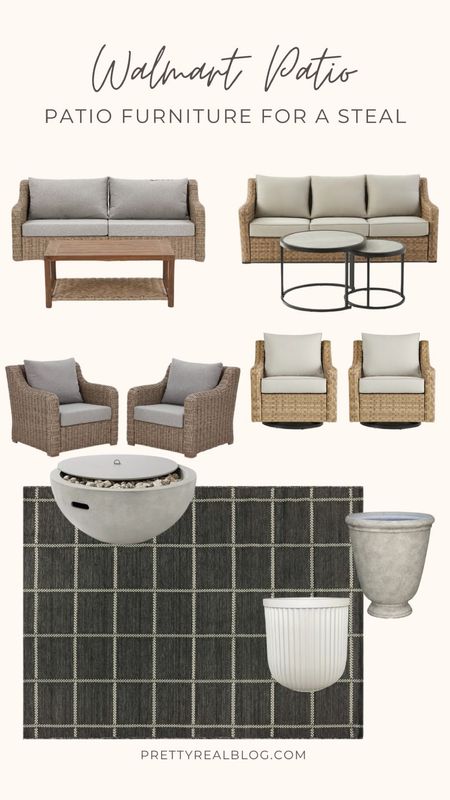 Patio furniture for a steal! Outdoor rug, outdoor geometric rug, outdoor grid rug, viral patio furniture, Walmart finds, fire pit, modern planter, urn planter, budget-friendly patio furniture, outdoor sofa, patio sofa 
Home decor

#LTKhome #LTKSeasonal