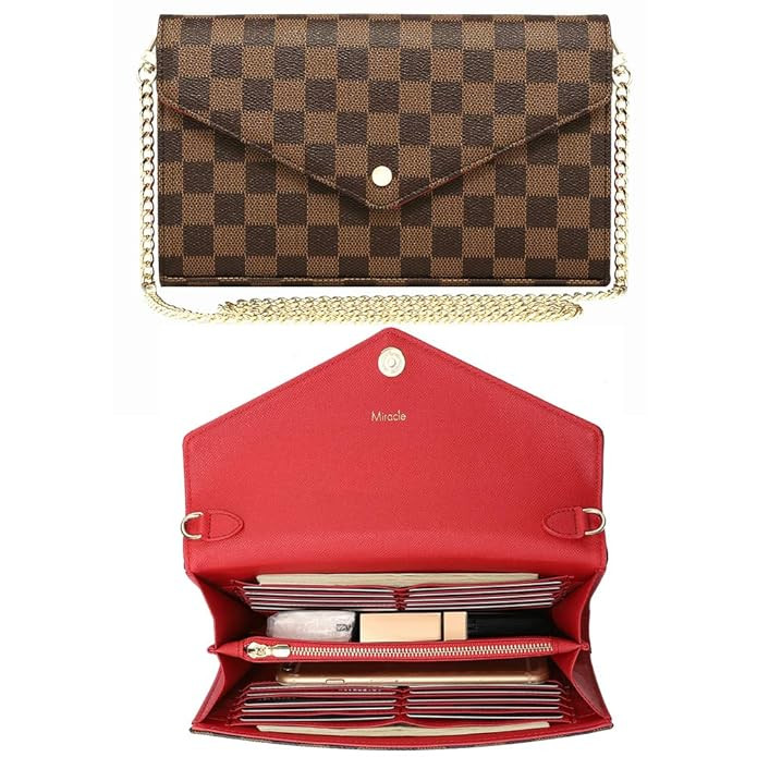 Miracle Checkered Cross Body Bag | Chain Wallet Clutch with Credit Card Slots | Evening Purse - P... | Amazon (US)