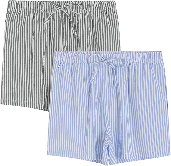 Latuza Women's Cotton Pajama Shorts Soft Seersucker Sleep Shorts Pack | Amazon (US)