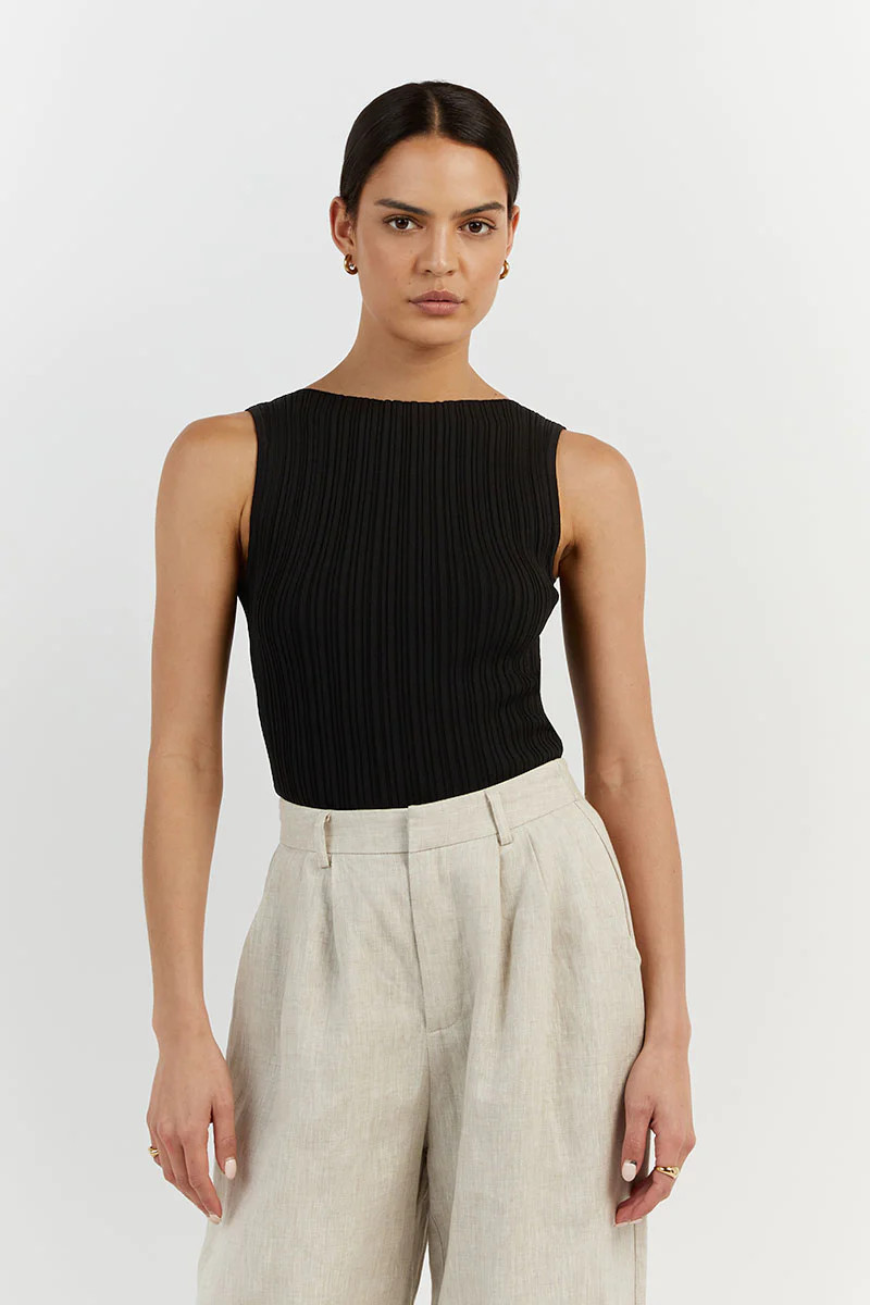 SIENNA BLACK KNIT TANK | DISSH