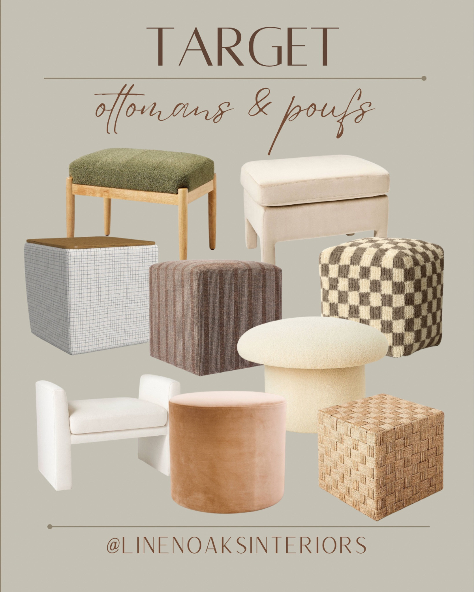 Target Organic Modern Ottomans & Poufs


Checkered brown pouf, Velvet round ottoman, Woven checkered square ottoman, Wood top square storage ottoman, Boucle mushroom shape ottoman, Cream modern round legged ottoman

#LTKhome #LTKstyletip