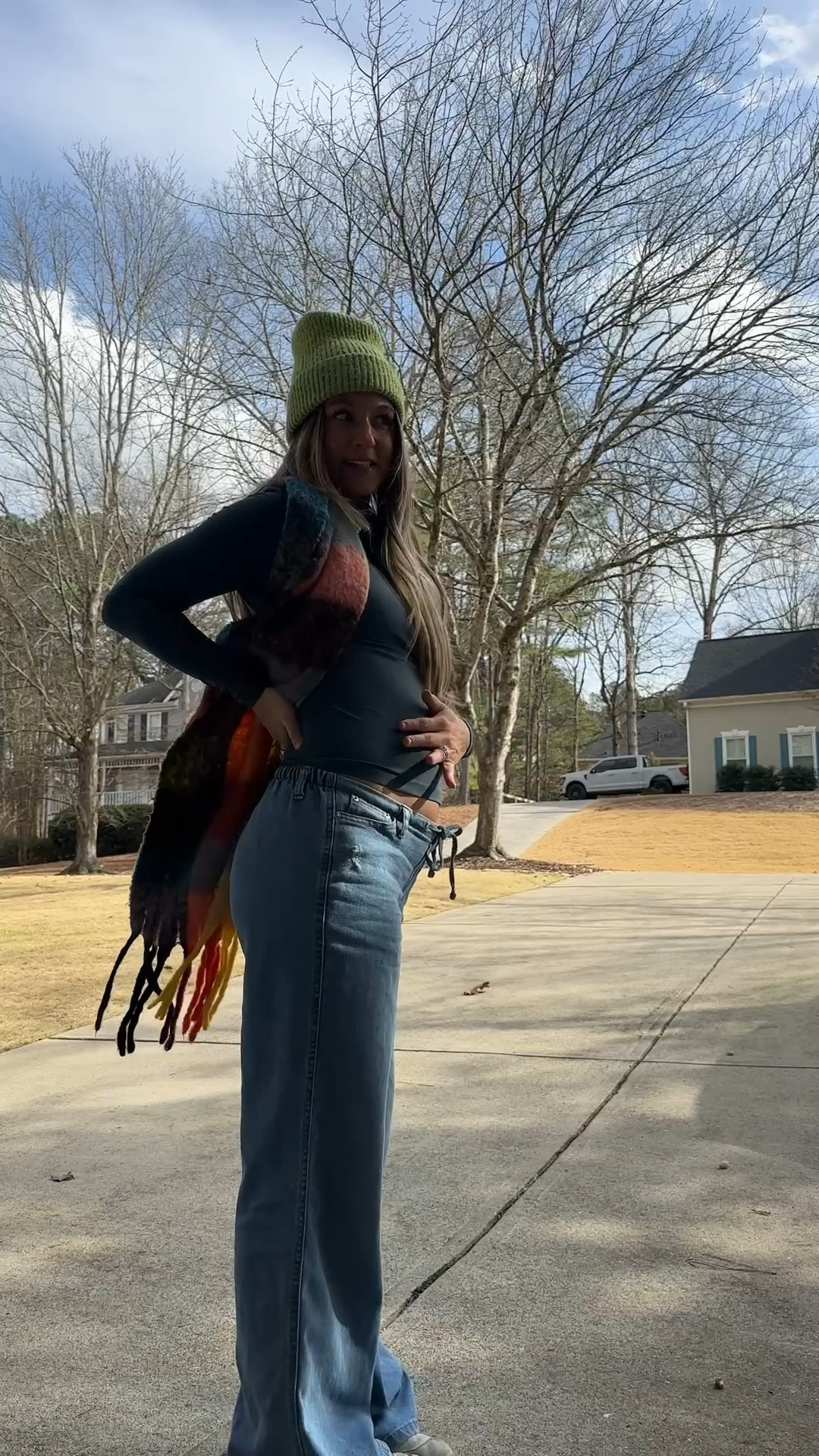 Wearing a small in these bump friendly, postpartum, comfy mom jeans!!! I’m wearing a small! I am 5’2 and 18 weeks pregnant. My mom friend who’s 5’7 can wear them too and they aren’t too short!! 

#LTKBump #LTKmomlife #LTKootd