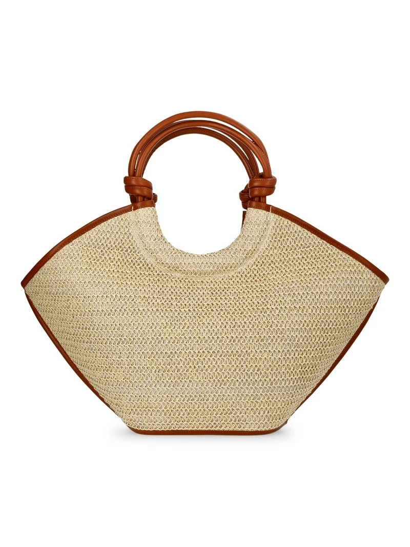 Time and Tru Women's Knot Handle Tote Handbag, Natural | Walmart (US)