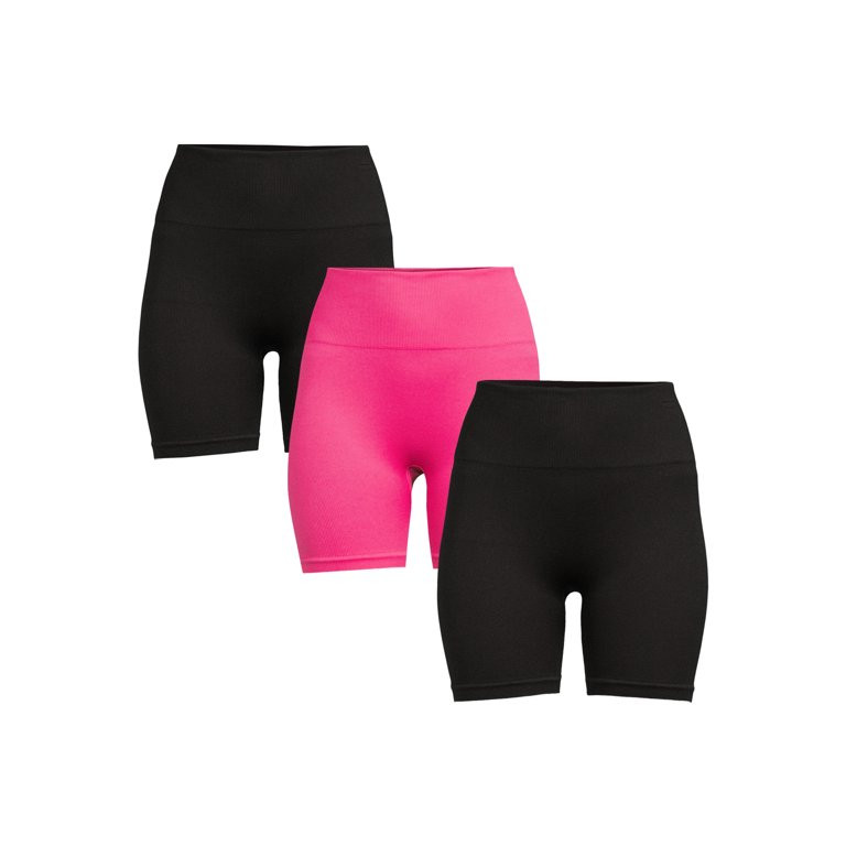 No Boundaries Juniors' Seamless Rib Bike Shorts, 3-Pack | Walmart (US)