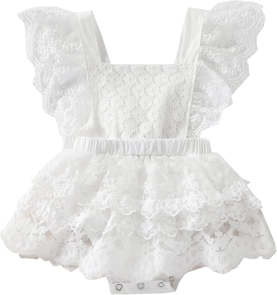 Baby Girl Lace Romper Boho Clothes Newborn Photography Outfits | Amazon (US)