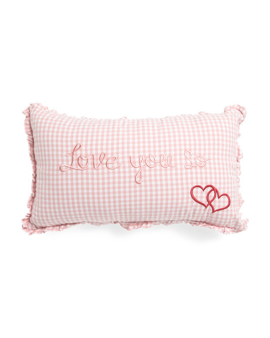 14x24 Hearts Printed Ruffle Pillow | TJ Maxx