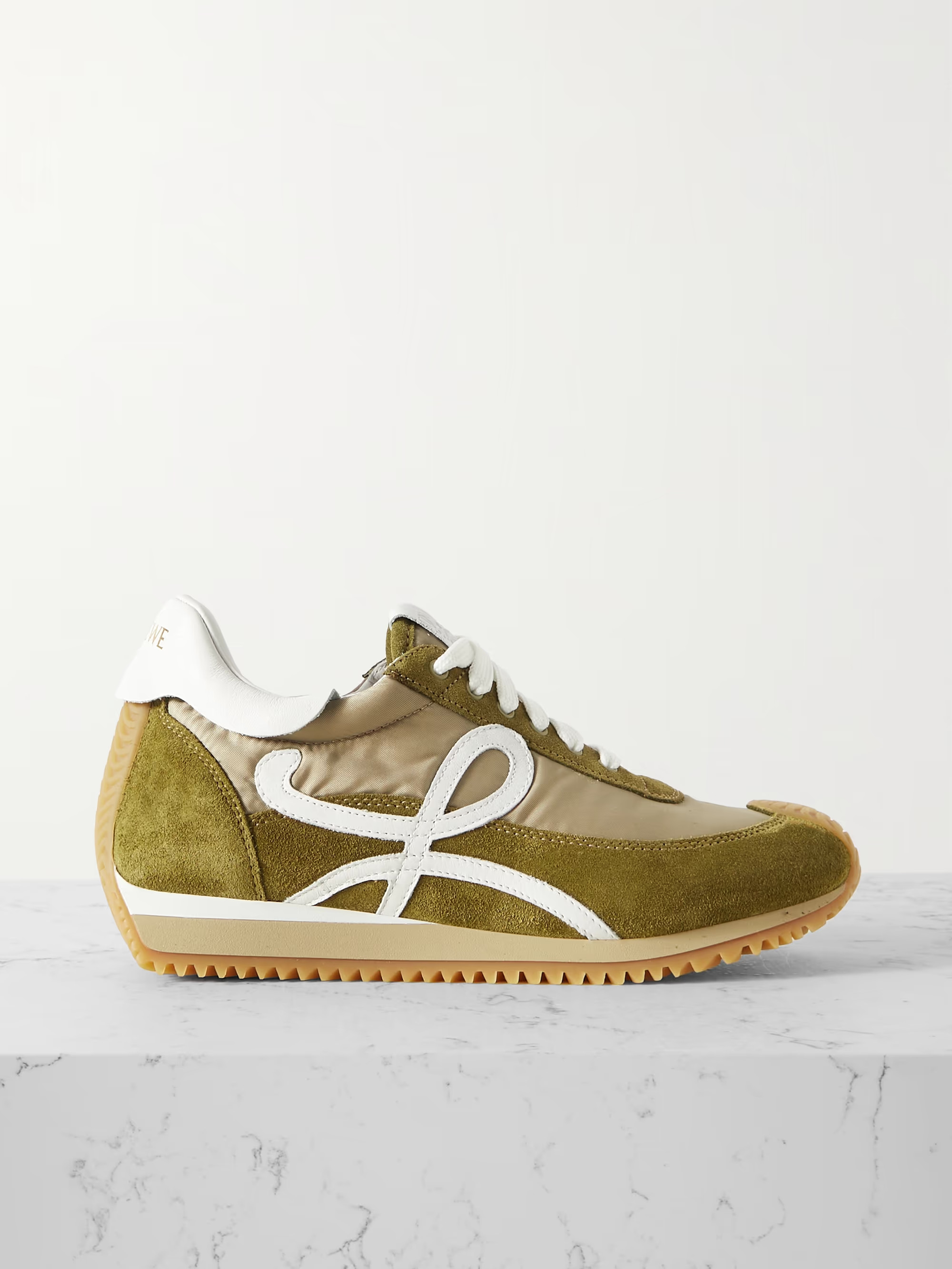 Flow logo-appliquéd shell, suede and leather sneakers | NET-A-PORTER (US)