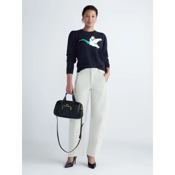 Free Assembly Women's and Women's and Women's Plus Pullover Sweater with Puff Sleeves, Midweight,... | Walmart (US)