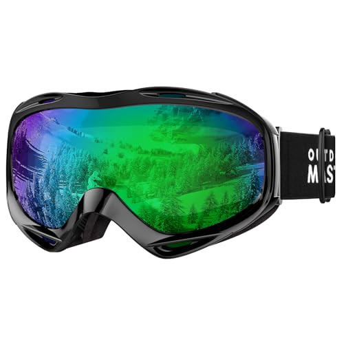 OutdoorMaster OTG Ski Goggles - Over Glasses Ski/Snowboard Goggles for Men, Women & Youth - 100% UV Protection (Black Frame + VLT 32% Green Lens) | Amazon (US)