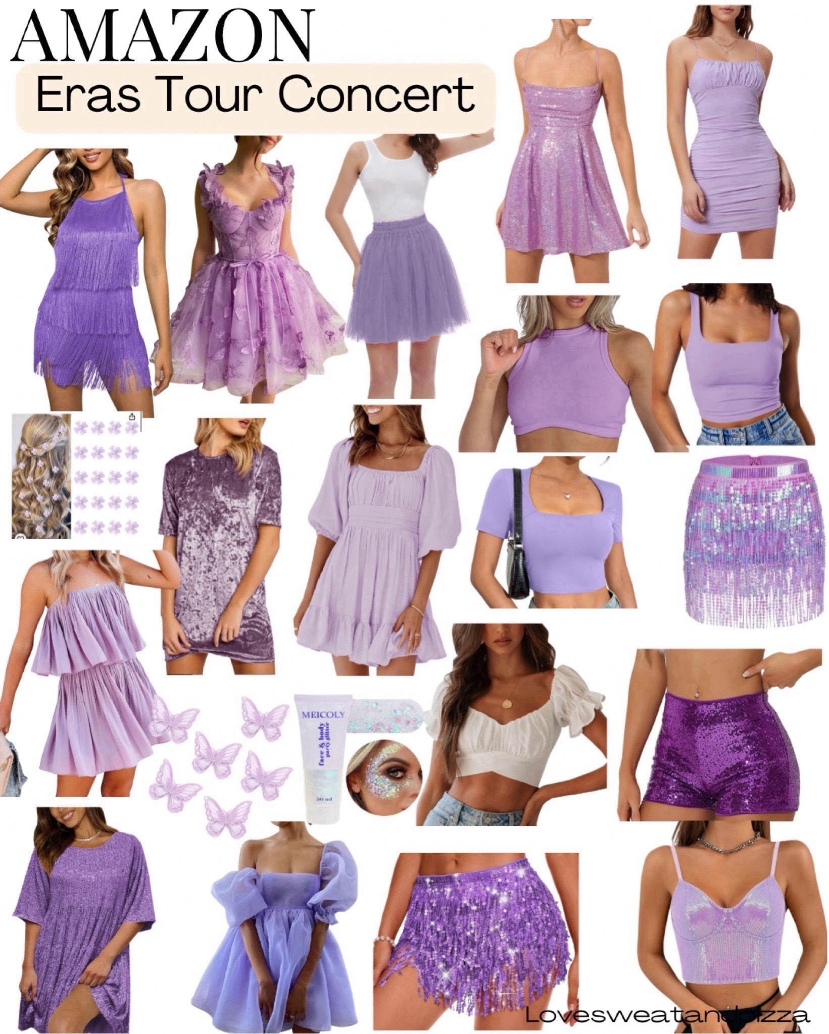 Eras tour style. Eras tour outfits. Eras tour sparkle style. Taylor Swift concert outfit from Amazon.  Sparkle skirt. Glitter style. Lavender dresses. Lavender sparkle skirts. Lavender eras tour. 


#LTKStyleTip #LTKParties #LTKFindsUnder50