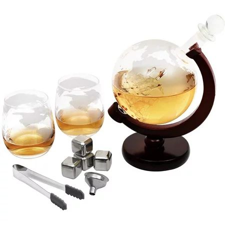 Whiskey Decanter Set 1500ml Liquor Decanter World Etched Globe Decanter with Crafted Glass Sailing S | Walmart (US)