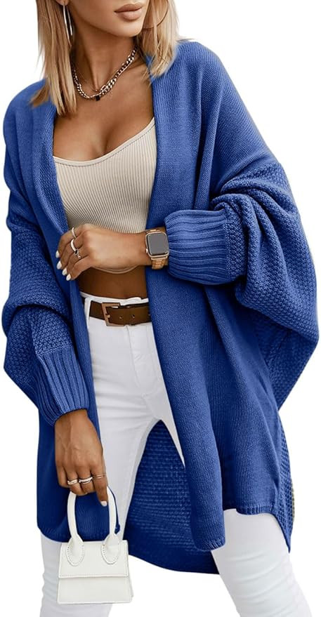 Miladusa Oversized Cardigans for Women Fall 2025 Trendy Open Front Batwing Sleeve Long Cardigan S... | Amazon (US)