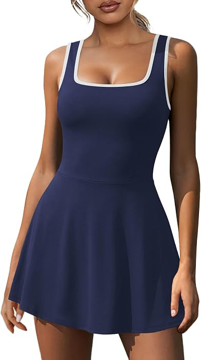 NIASHOT Women's Athletic Dress with Built-in Shorts & Pockets Workout Tennis Golf Active Wear U N... | Amazon (US)