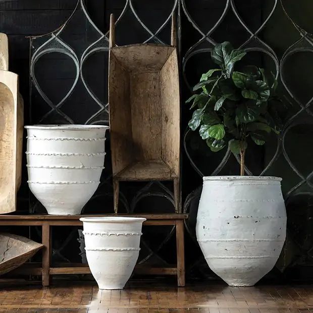 Textured Clay Planter Pot | Antique Farm House